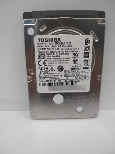 Toshiba Mq04abf100 2.5'', 1tb, Sata Iii, 5400rpm