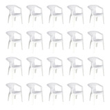 Combo 20 Cadeiras Plásticas Com Braços Atalaia Branca