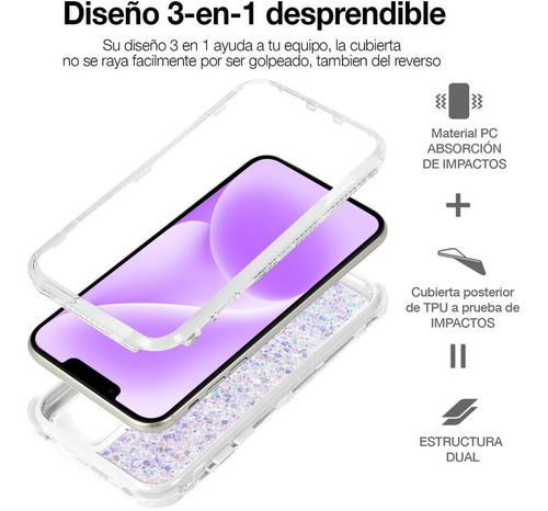 Funda Para iPhone Uso Rudo Tres Piezas Mujer Brillantes 360