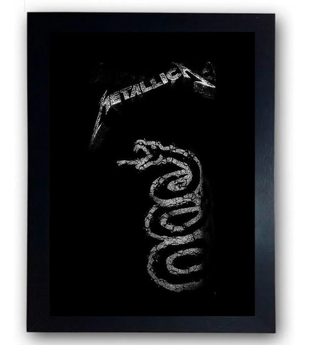 Quadro Metallica Black Album Rock Metal Moldura A4 32cm