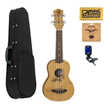 Luna Guitars Bamboo Soprano Ukulele Soft Case Bundle, Uk Eeb