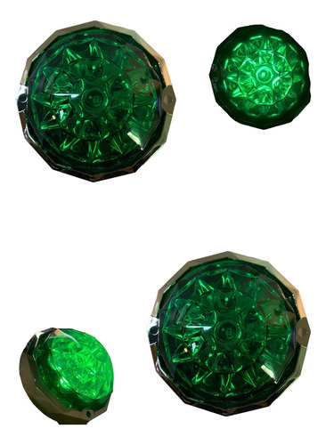 Plafón Led Verde Tipo Diamante Bisel Cromo Universal 8 Pzas