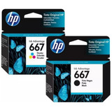 Kit Cartucho Hp 667 3ym79al Preto + Hp 667 Colorido Original