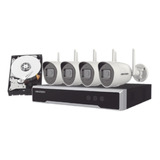 Kit 4 Camaras Wifi Hikvision  Disco 1tb 2 Mpx Bala Nvr Ext