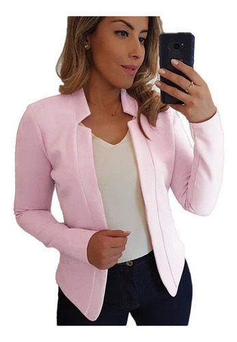 Blazer Las Mujeres Manga Larga Slim Blazer Oficina Señora Su