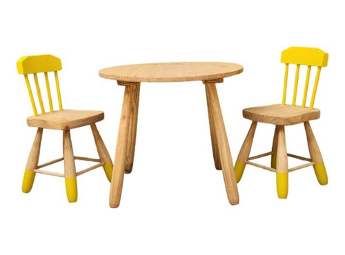 Juego Mesa Y Sillas Madera Con Respaldo Infantil Niña Niño