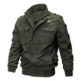 Jaqueta Jeans Militar Masculina Com Zíper, Jaqueta Bomber