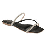 Rasteirinha Feminina Sandalia Moda Slide Brilho Stras 