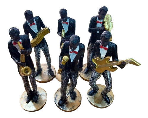 Estatuas Pack De 6 Figura Músicos Con Instrumentos Musicales