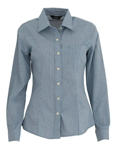 Blusa Manga Larga Microcuadro Marca Dacache Para Dama