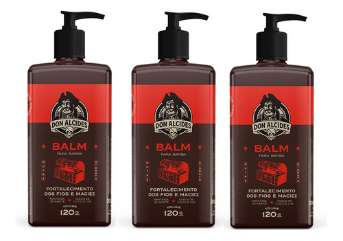 Kit - 3 Balm Hidratante Barba - Barba Negra -  Don Alcides