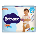 Pañales Bebe Babysec Ultrasoft Sin Género Tamaño Grande (g) Por 60 Unidades