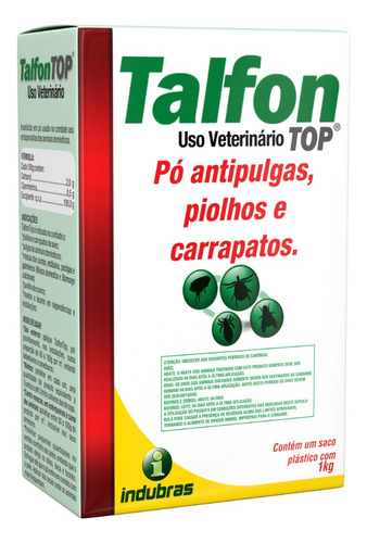 Talfon Top Talco 1 Kg - Carrapaticida Piolhicida, Pulgicida