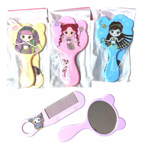 Pack De 4 Espejos De Cartera Portatil Con Peineta Kawaii