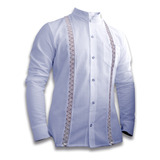 Guayabera Tejido Laterales Manga Larga Mao Hombre Manta