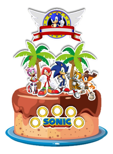 Topo De Bolo Topper Personalizado Sonic Mod.7