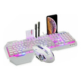 Combo Kit Gamer Teclado Y Mouse Rgb Ergonomico Pc Ps4 