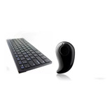 Kit Teclado Bluetooth Sem Fio Tablet Mais Mini Fone Ouvido