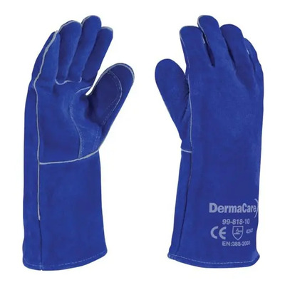 Guantes Soldador Dermacare Azul Carnaza Resistente Calor 14 En388