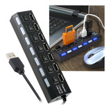 Multiplicador Hub Usb 7 Puertos Con Encendido, Luz Led