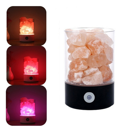 Mini Lámpara Cristal Sal Del Himalaya Luz Led Colores M2 Usb