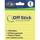 Bloco Adesivo Pautado Amarelo 76x76 Com 100fls Off Stick