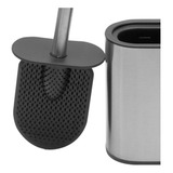 Escobilla Inodoro Cepillo Sanitario Acero Inox Oval Silicona