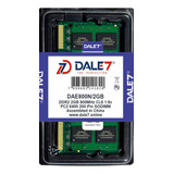 Memória Dale7 Ddr2 2gb 800 Mhz Notebook 16 Chips 1.8v Kit 50