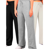 Calça Plus Size Longa Noite Liso Kit Três Peças Pantalona