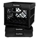 Clevermade Collapsible Milk Crates, 25l Plastic Stackable