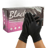 Guantes De Goma Desechables Con Textura De Polvo Negro, 50 U