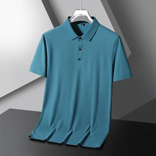 Camisa Casual De Seda Helada Para Hombre, Camisa Con Solapa