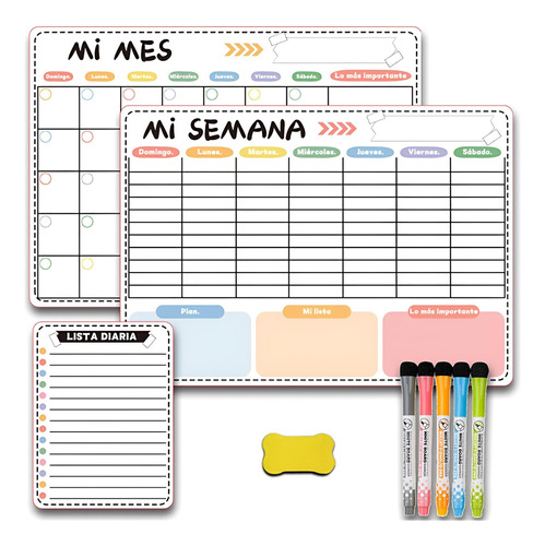 3 Pcs Calendario Magnético For Refrigerador, Pizarron Blanco