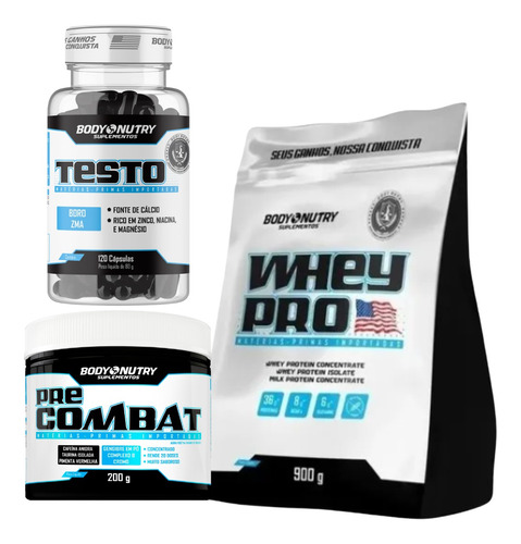 Whey Pro 36g Proteina + Testo Gh 120 Cáps + Pré Treino 200g