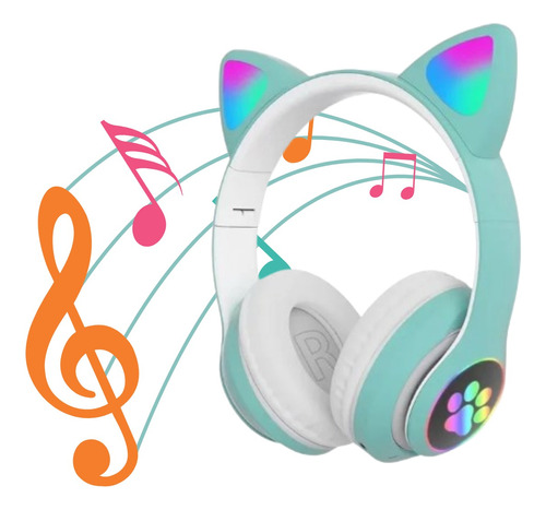 Fone Orelha De Gatinho Led Bluetooth Hedphone Infantil Cat