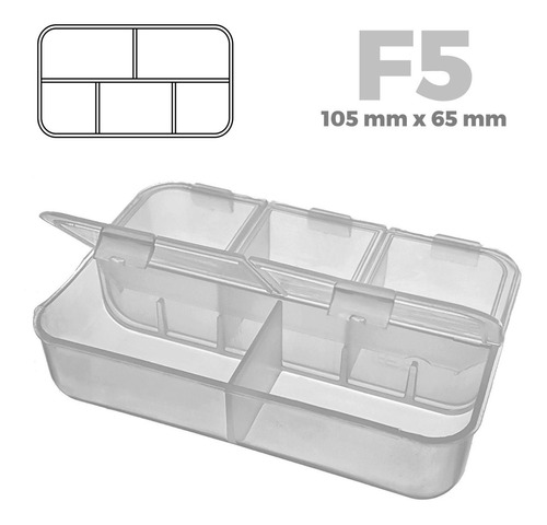 Caja Plástica Organizador 5 Div Pesca Multiuso 10,5 X 6,5 Cm