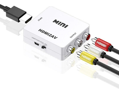 Convertidor De Hdmi A Rca Av 1080p, Adaptador De Tv, Audio