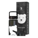 Termo De Agua Para Niños 355 Ml. Con Popote Y Asa. B Life Oso Polar