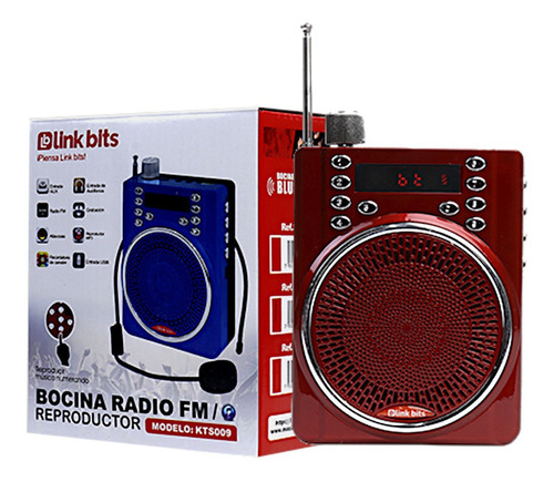 Bocina Roja Portatil Chica Bluetooth Radio Fm Usb Link Bits