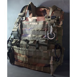 Colete Airsoft Woodland Com Mochila De Hidratação E Refil