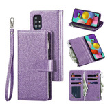 Funda Samsung A51 Wallet Kickstand Glitter Purple