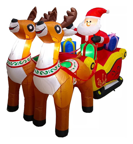 Inflable De Navidad Santa Claus Trineo Renos Navideño - 2.1m