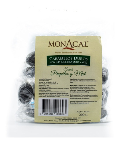 Caramelos Duros Con 0.45 % De Propóleos Miel Monacal