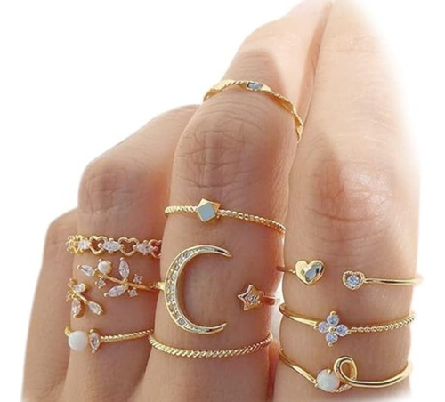 Juego Set 10 Anillos Para Mujer Estilo