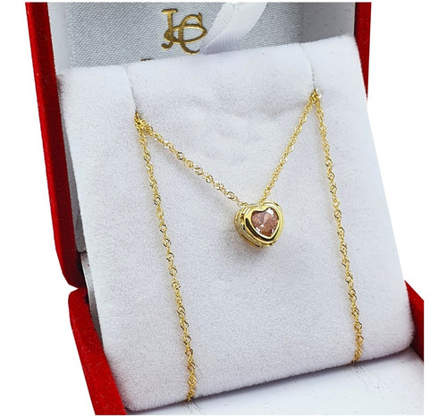 Conjunto Oro 18k Cadena Singapur Corazón Pasante Dczp06