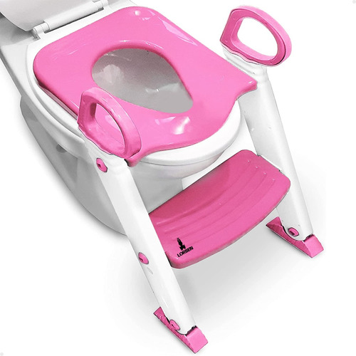 Assento Redutor Infantil Escadinha Vaso Sanitário Lorben Cor Branco/rosa