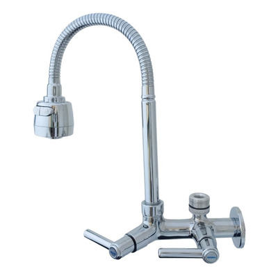 2163 Torneira Gourmet Bica Móvel Parede Cozinha Tubo Flexível Giratório Com Arejador Chuveirinho Saída Filtro 1/4 Ou Máquina Lava Louças Ou Roupas 3/4