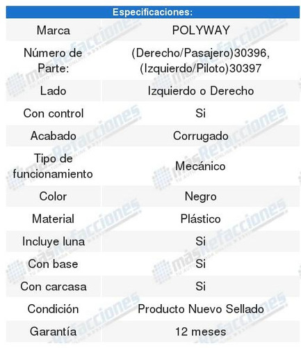 Espejo Manual Corrugado Plástico C/base Pointer 00-09