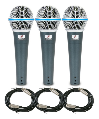 Kit Com 3 Microfones Arcano Osme-8 Beta58 (bt-58) Xlr-xlr
