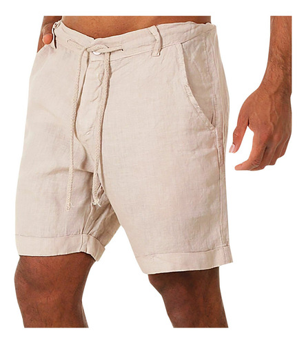 Pantalón Corto De Playa De Lino De Verano For Hombre 9461